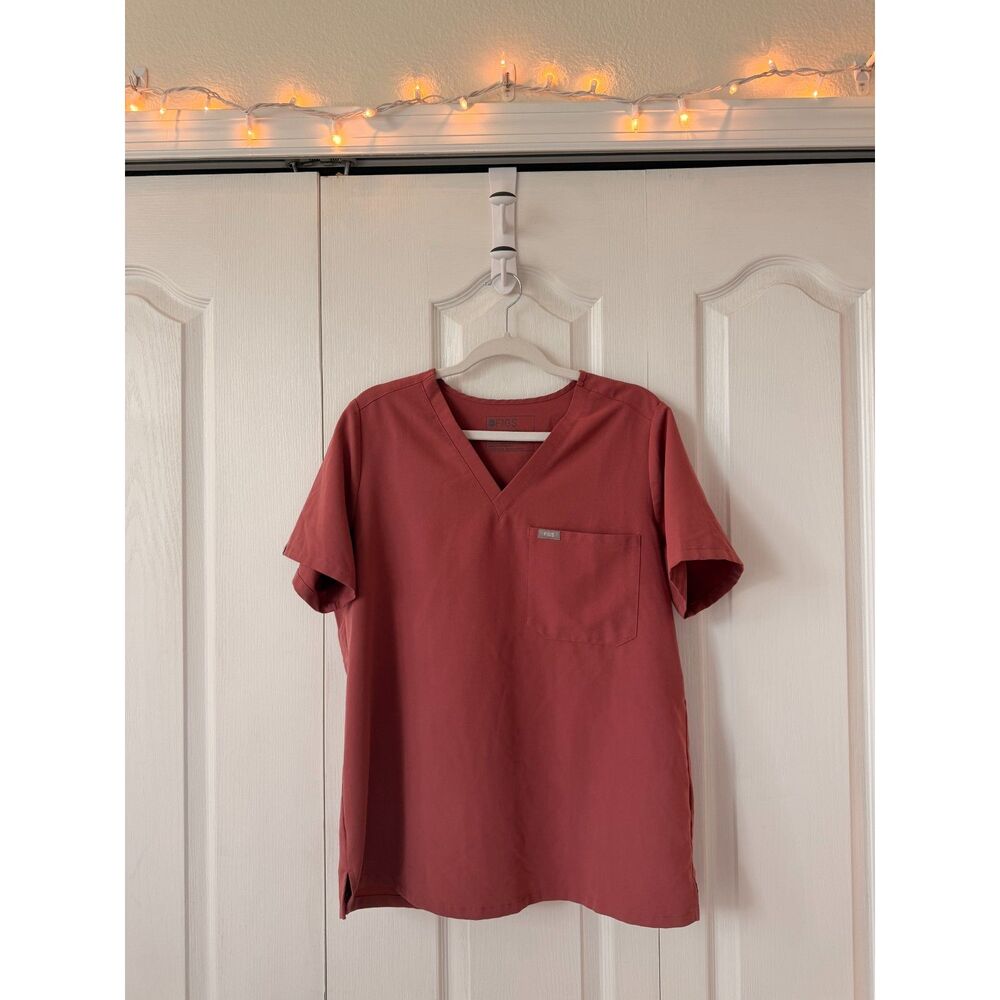 FIGS Women's Mauve Catarina Scrub Top L